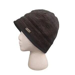 Frostbite Unisex Adult Heather Black Poly Fleece Lined Beanie w Logo Plate